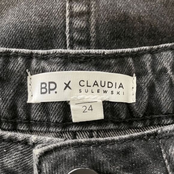 BP x Claudia Sulewski Collab Jean Skirt Black Distressed Raw Hem Mini Denim 24 - Picture 4 of 5